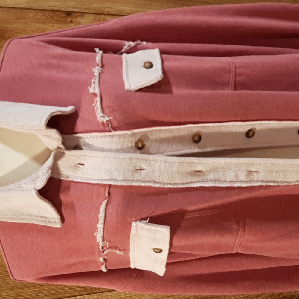 POL Pink French Terry Button-Down Shacket (Medium) - Picture 2 of 9